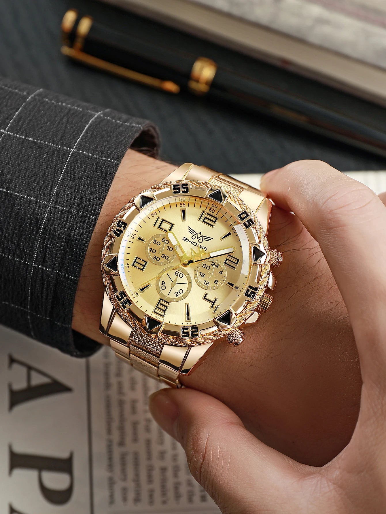 Luxury Men's Watch, Full Steel, Business Sport.