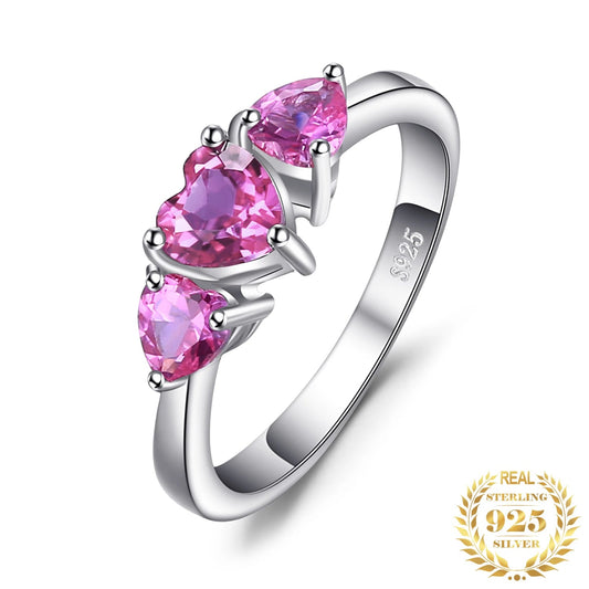 JewelryPalace 1.2ct Created Pink Sapphire 925 Silver Ring