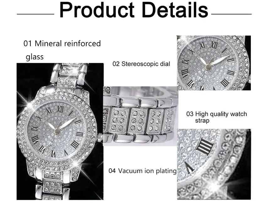 6PCS Women's Crystal Watch Set