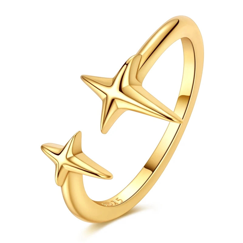 925 Silver Infinite Love Star Moon Ring – Zircon Gift"