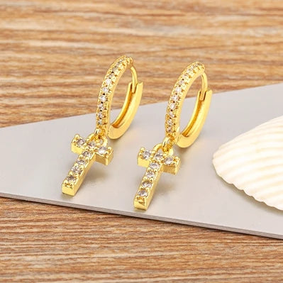 "Gold Zircon Alphabet Hoop Earrings A–Z – Fashion Jewelry Gift