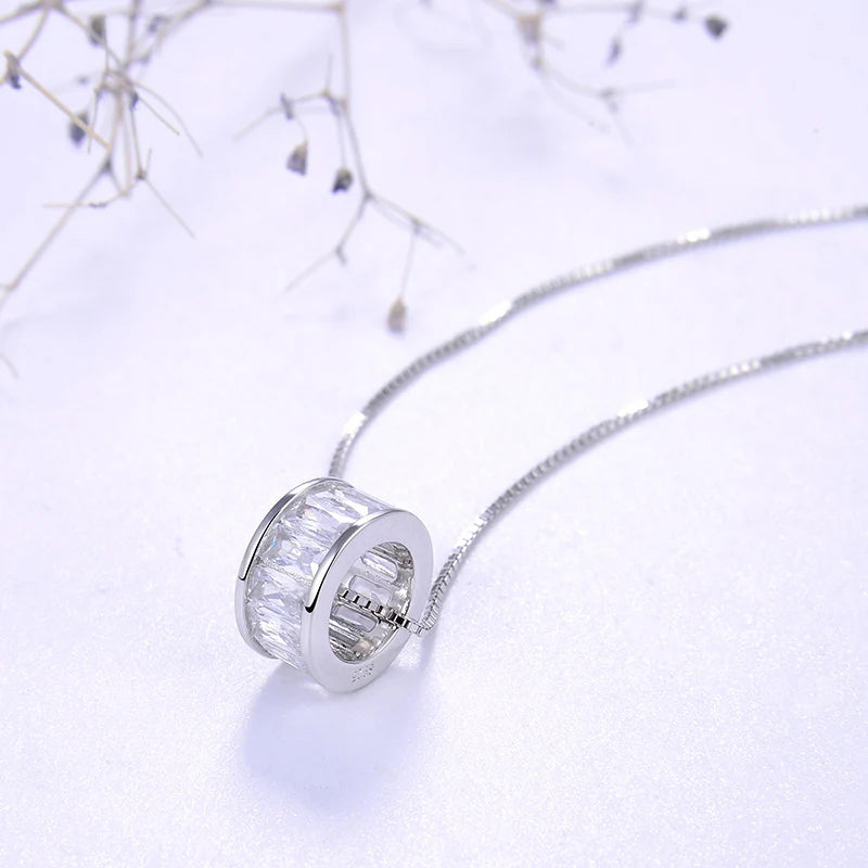 925 Silver Round CZ Pendant Necklace