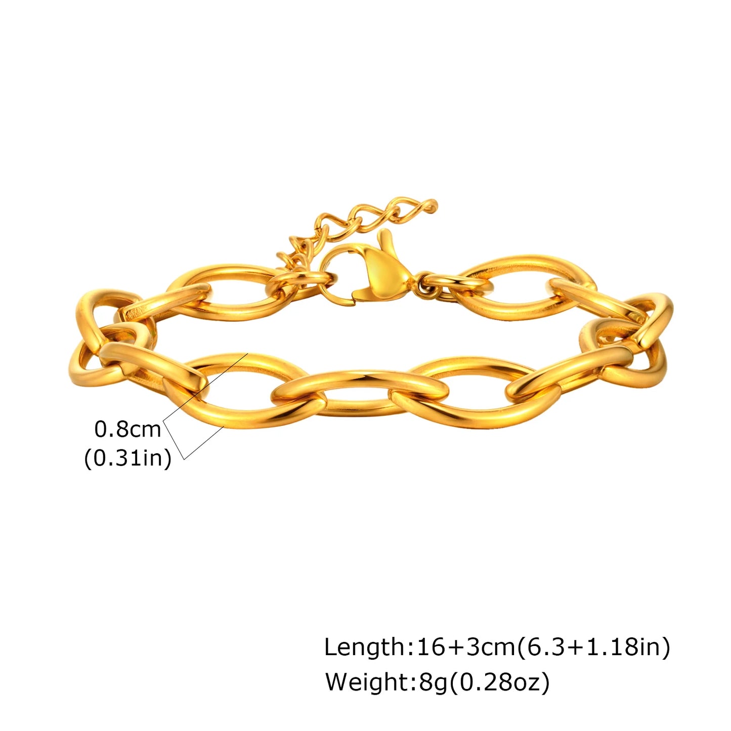 Gold-Plated Chunky Link Bracelet – Waterproof