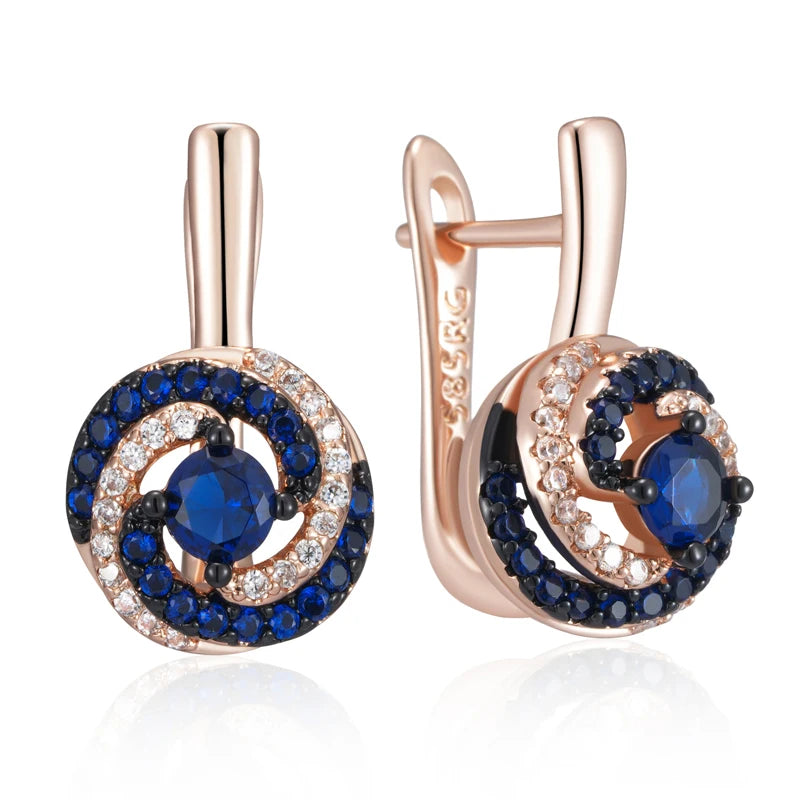 “Blue Zircon Rose Gold Drop Earrings”
