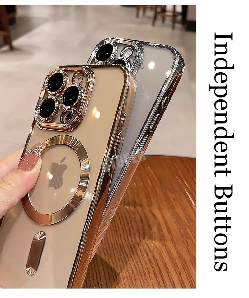 New Official Desert Gold Phone Case For iPhone 16 15 14 13 12 11 Pro Max Plus Clear Magsafe Magnetic Lens Protect Soft Cover