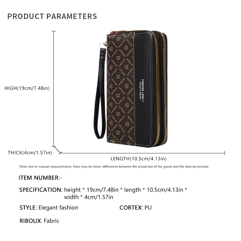 Classic Large Capacity Clutch Wallet with Zipper