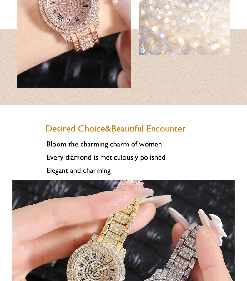 UTHAI Gold Diamond Bracelet Watch