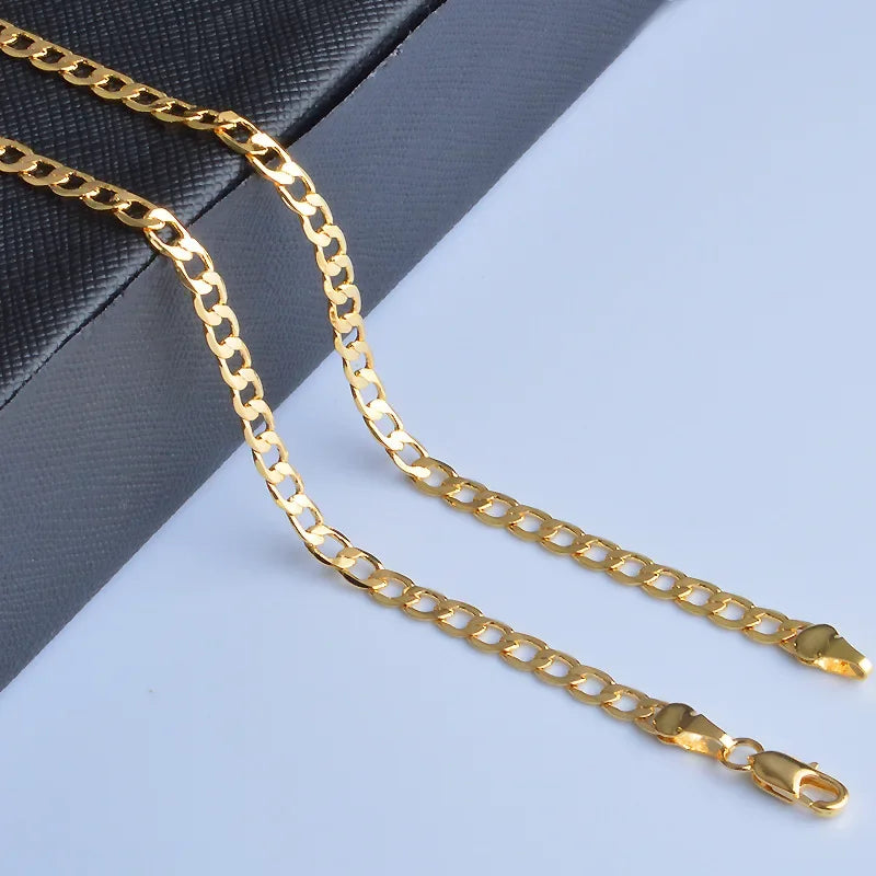 Sterling Silver 18K Gold 8MM Sideways Chain Necklace
