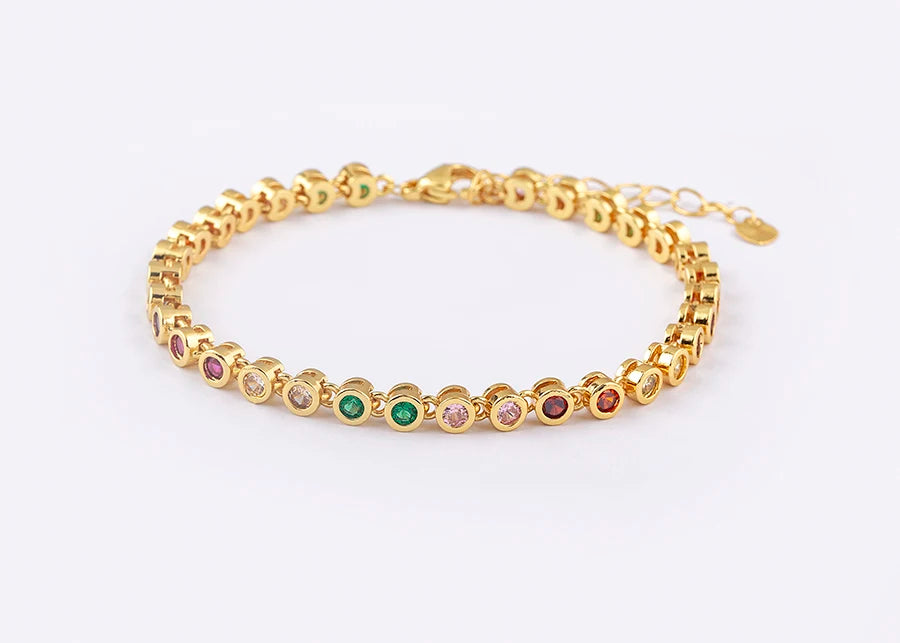 Nidin 6 Colors Shiny Crystal Bracelet For Women Rhinestone Zircon Charm Wrist Adjustable Bangles Girls Exquisite Jewelry Gift