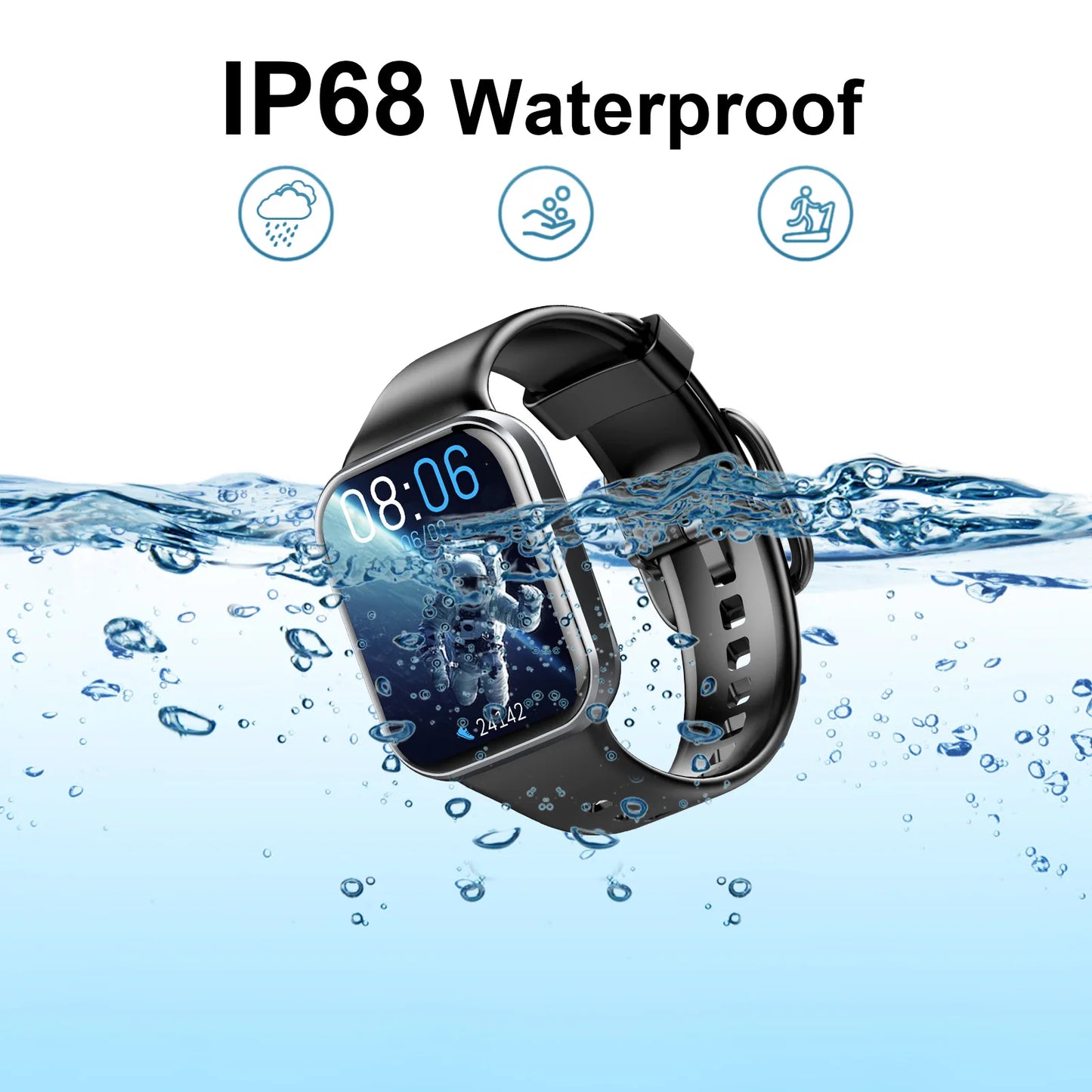 Nerunsa 1.69" HD Touch Fitness Smartwatch, 25 Sports Modes, Waterproof