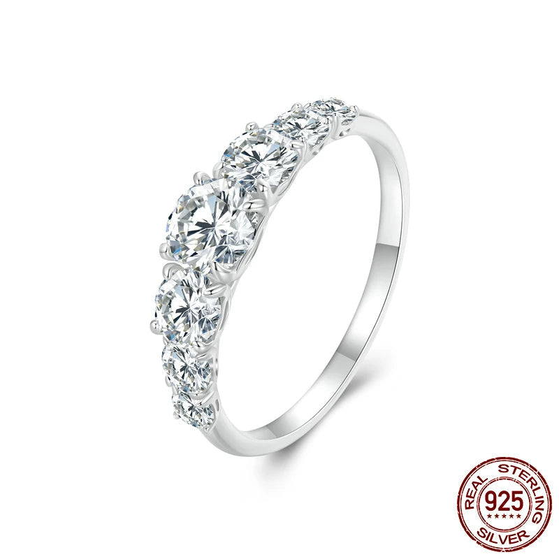 “Sterling Silver Moissanite and Diamond Ring