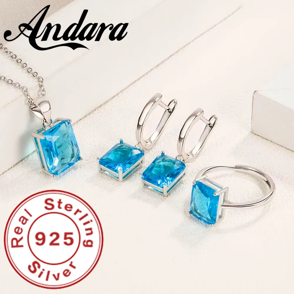 925 Silver Colorful Heart Jewelry Set – Zircon Gift"