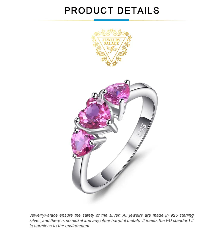 JewelryPalace 1.2ct Created Pink Sapphire 925 Silver Ring
