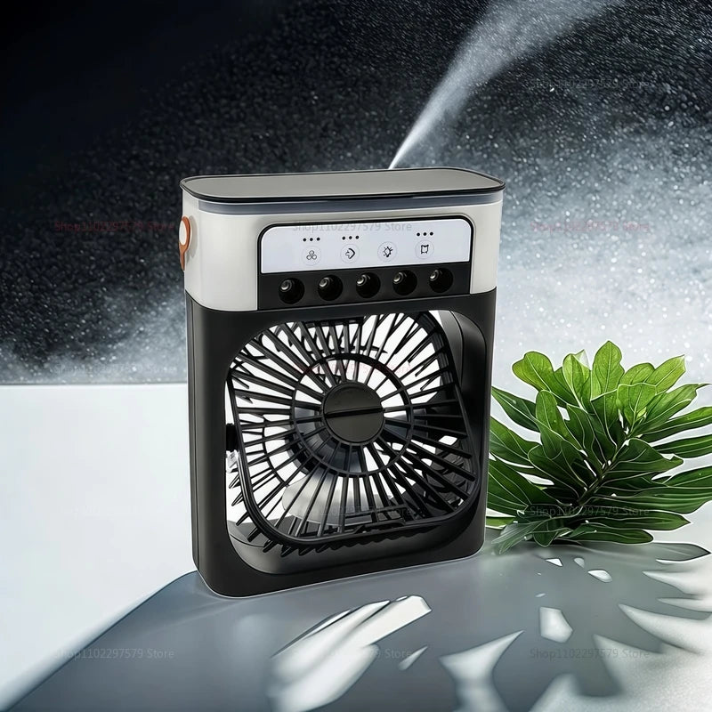 Mini USB Air Cooler & Humidifier Fan – 3 in 1, LED Night Light