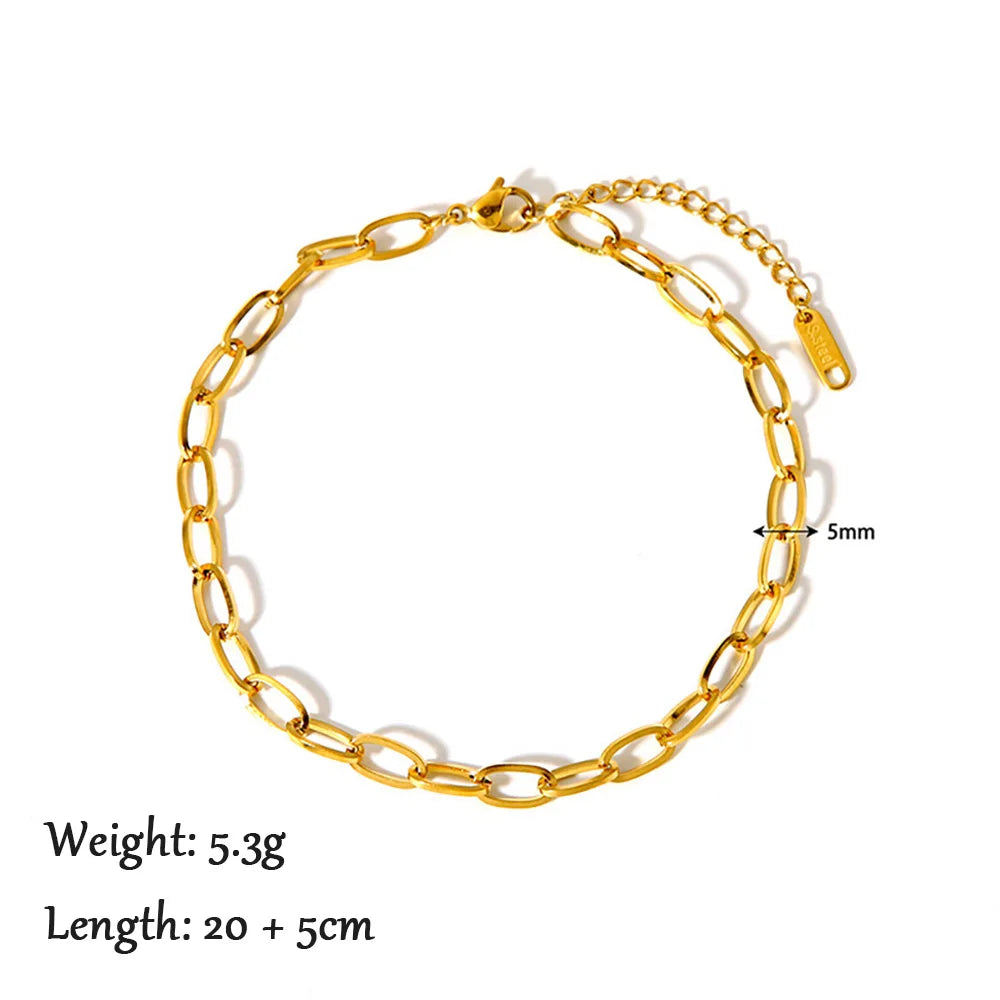2024 Gold Stainless Steel Layered Anklet for Women