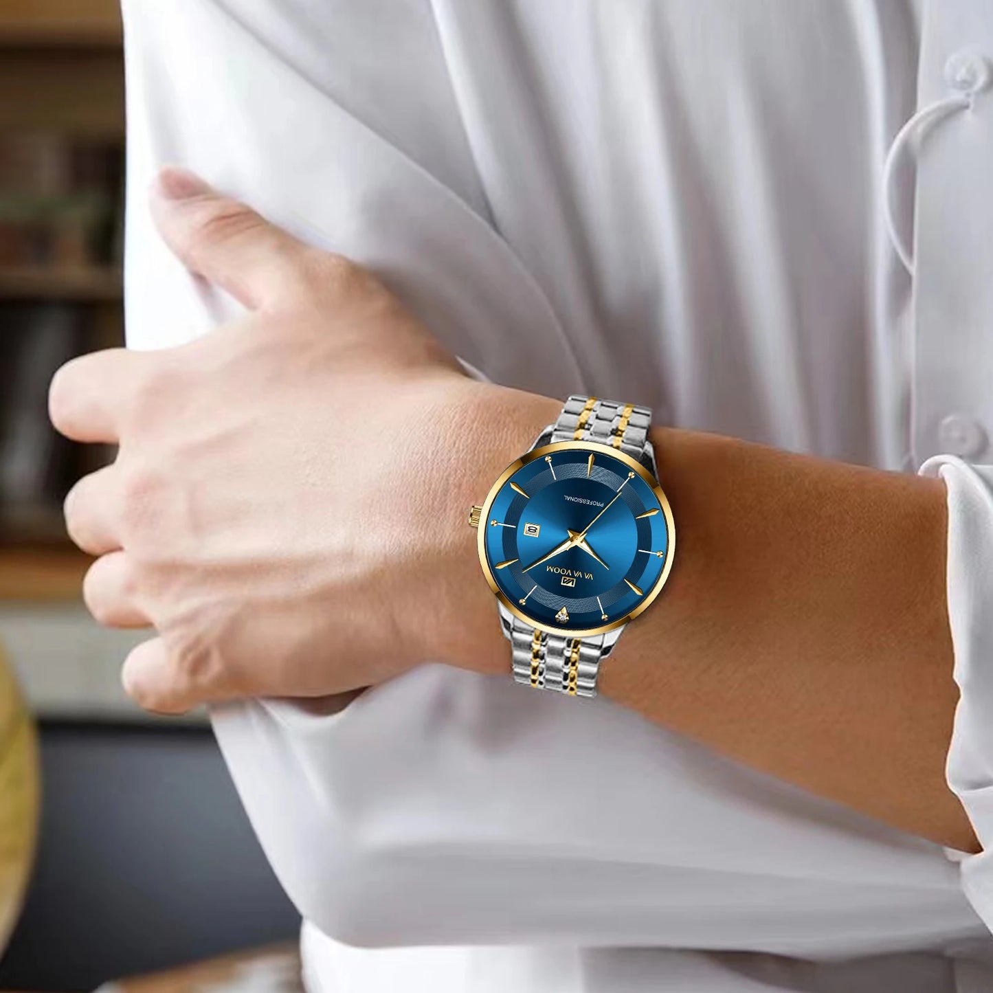 Men's Stainless Steel Rhinestone Watch