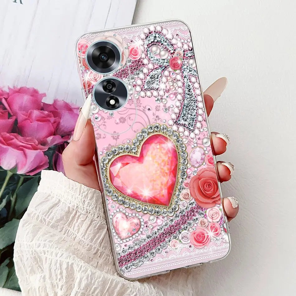 Elegant Floral Cat TPU Cover – OPPO A60