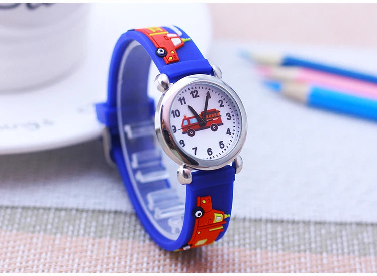 Cartoon Fire Truck Kids Quartz Watch