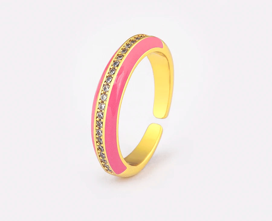 "Gold Plated Zircon C-Shape Ring – Adjustable Women’s Jewelry