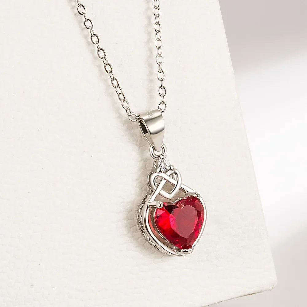 925 Silver Red Heart Zircon Jewelry Se