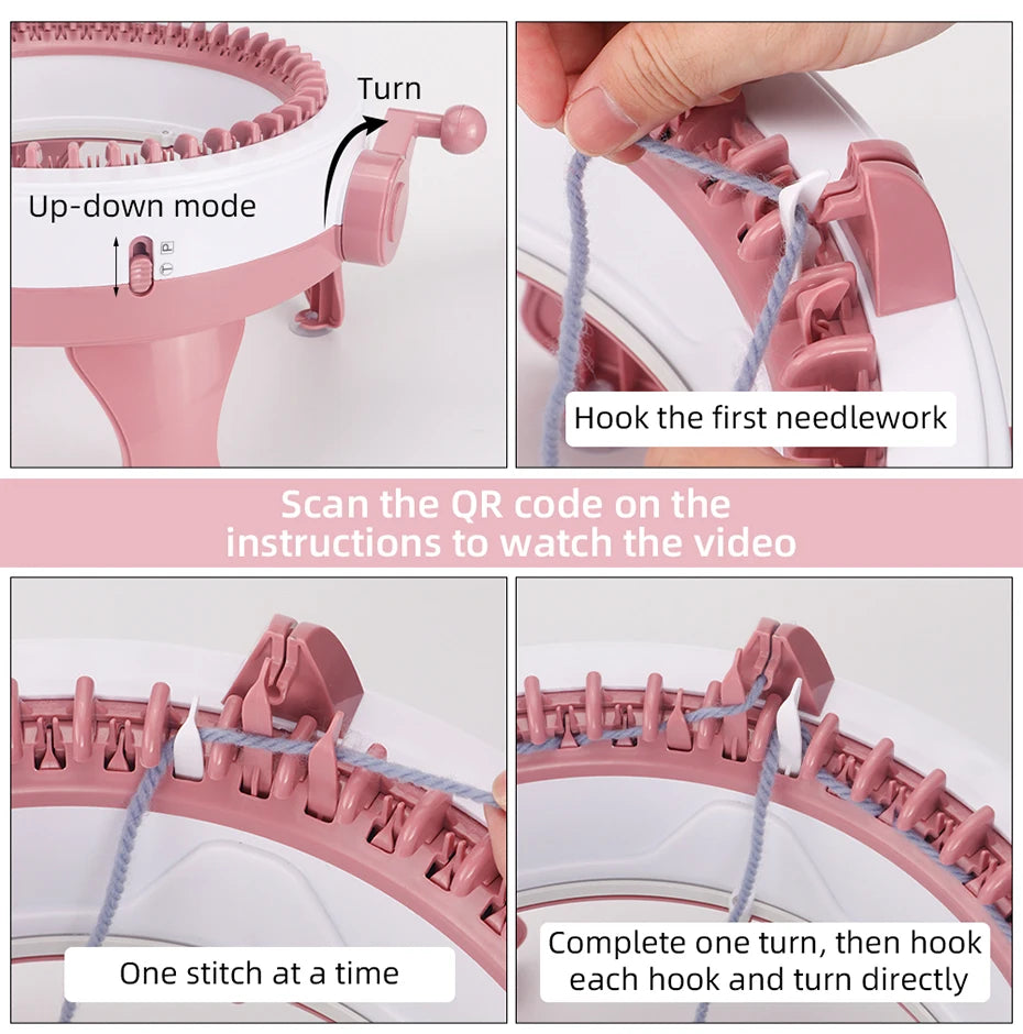 SENTRO 48-Needle Smart Knitting Machine Kit – Flat & Double Weave