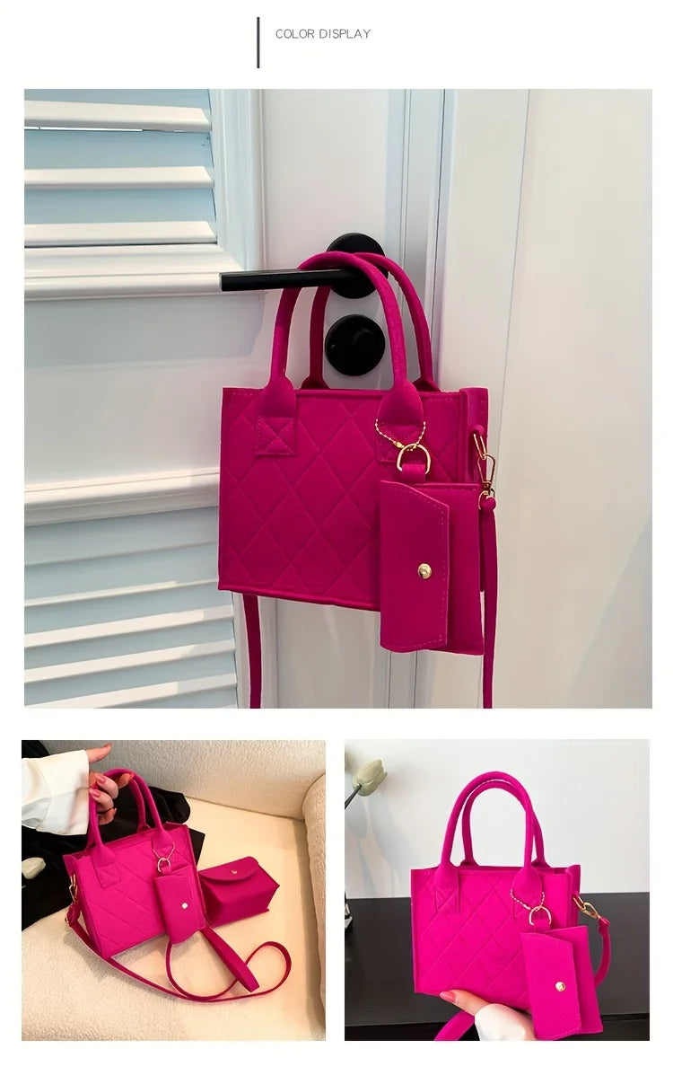 Stylish Solid Color Crossbody & Shoulder Bag Set