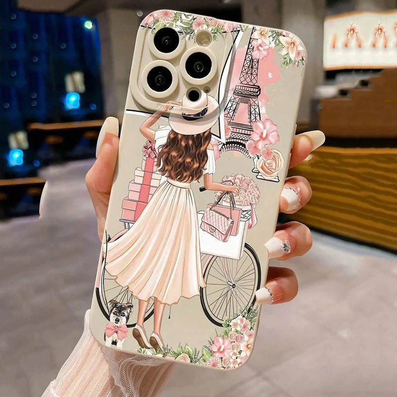 Flower Girl Pattern Soft Matte Cover – iPhone