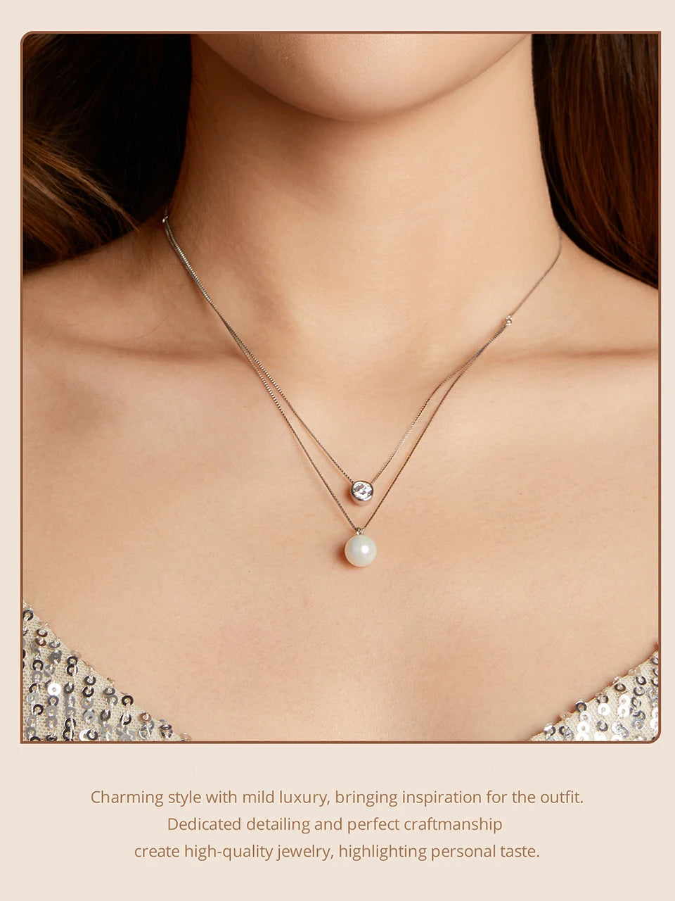 Bamoer 925 Silver Moissanite Pearl Choker Necklacecklaces