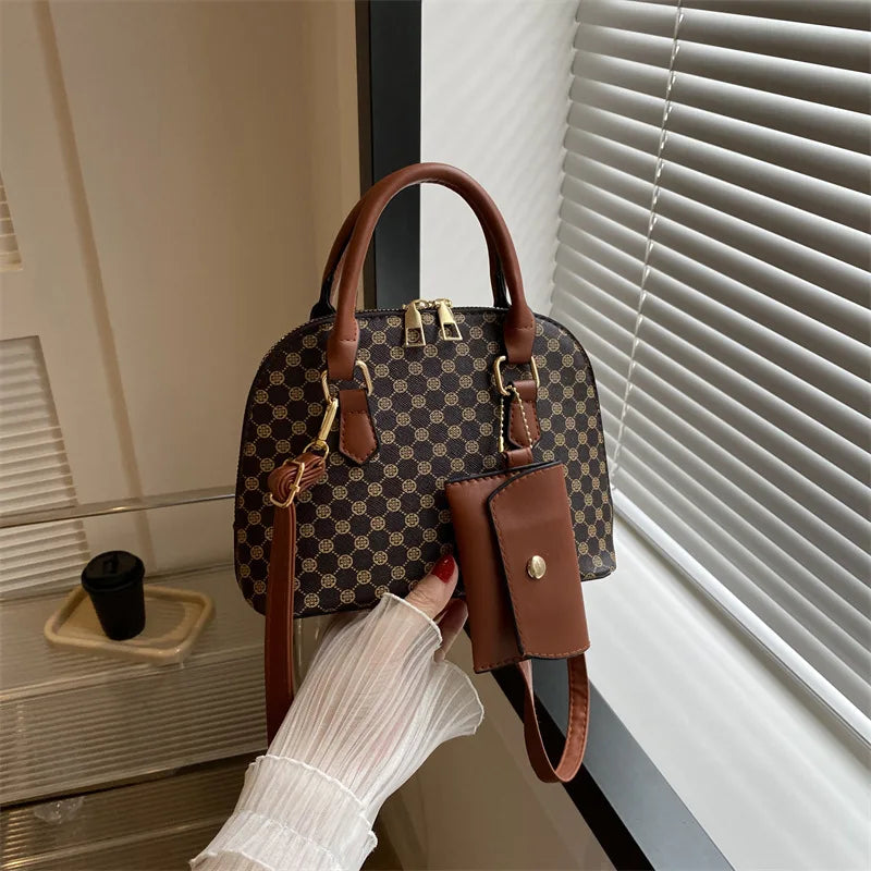 Plaid Print Crossbody with Purse