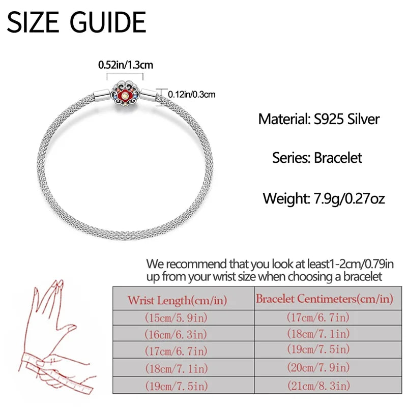 925 Sterling Silver Charm Bracelet for Women”