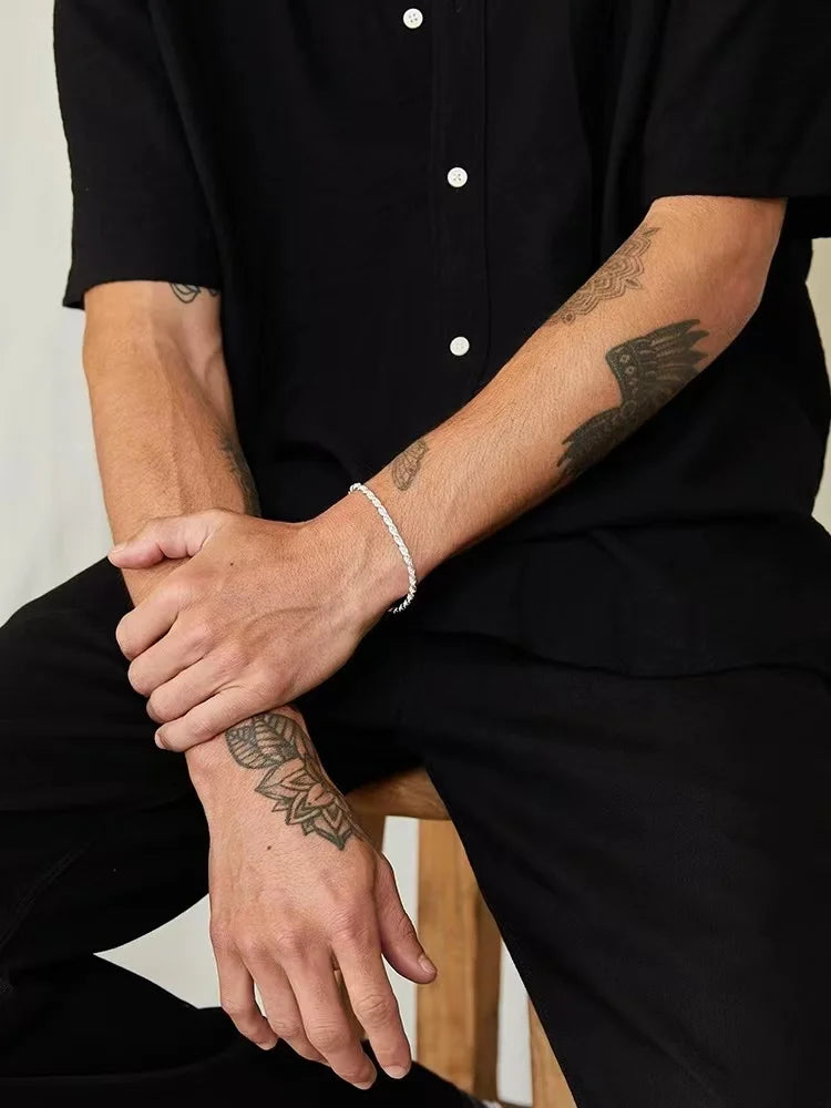 Silver Twist Chain Bracelet Men