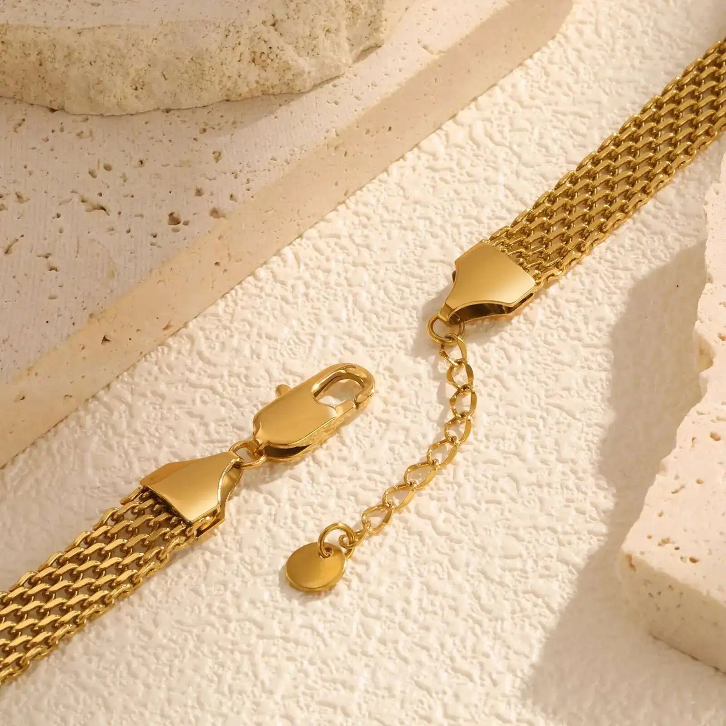 Gold-Plated Mesh Link Bracelet – Stainless