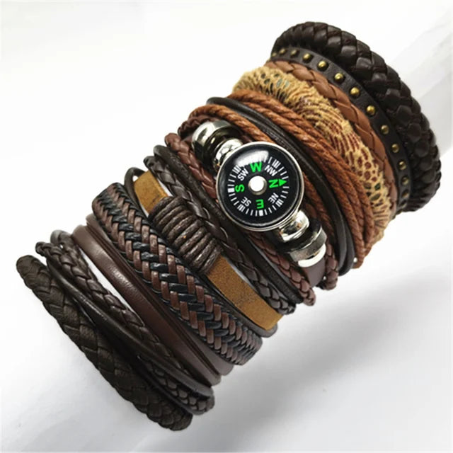 “Men & Women Black Wrap Leather Bracelets”