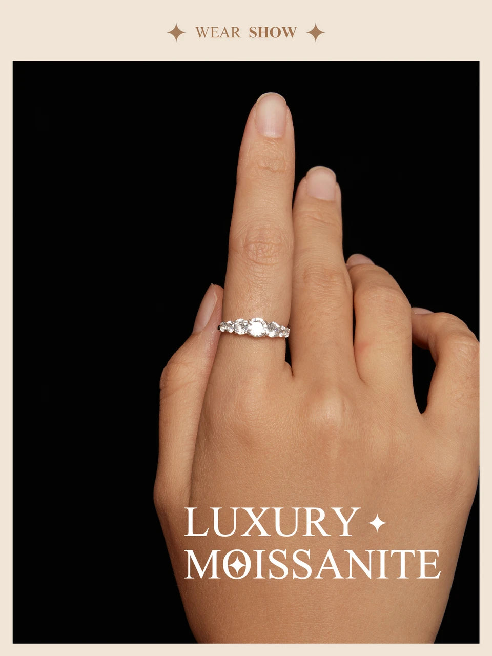 “Sterling Silver Moissanite and Diamond Ring