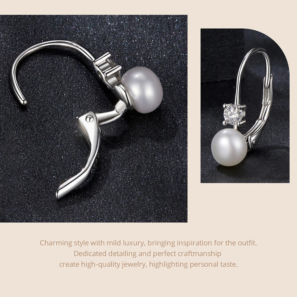 “925 Silver Moissanite Pearl Earrings”