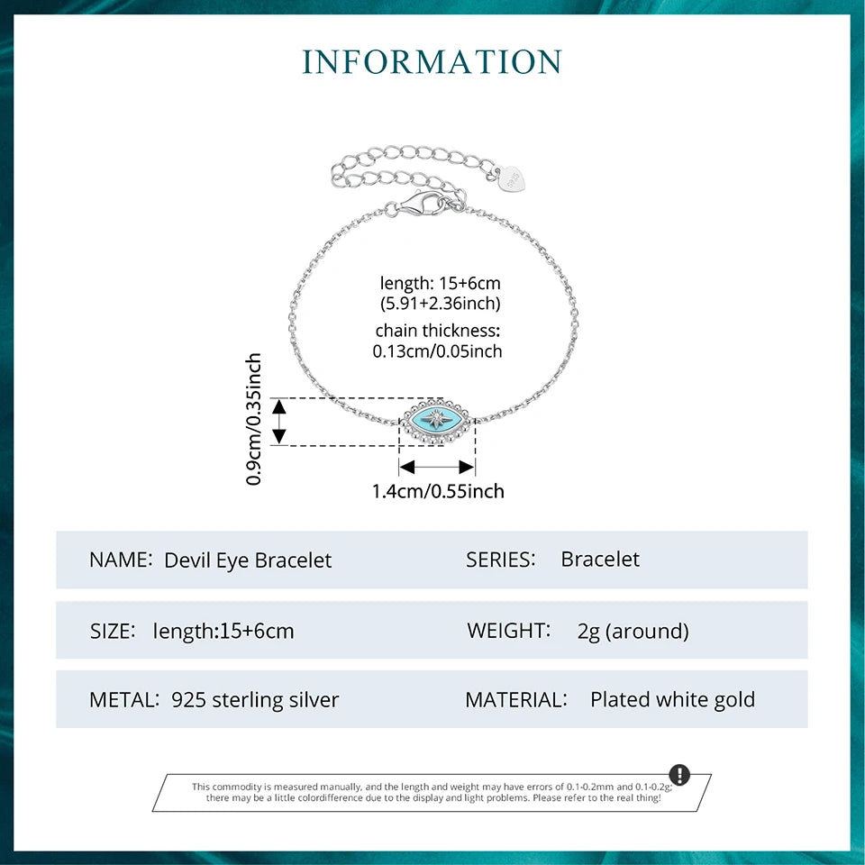 Sterling Silver Evil Eye Bracelet for Women”