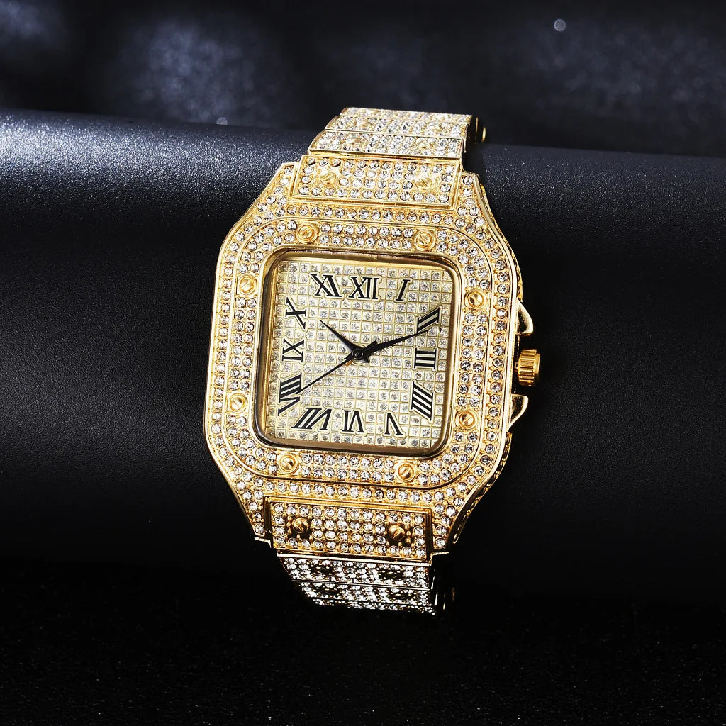 Luxury Gold Diamond Unisex Watch