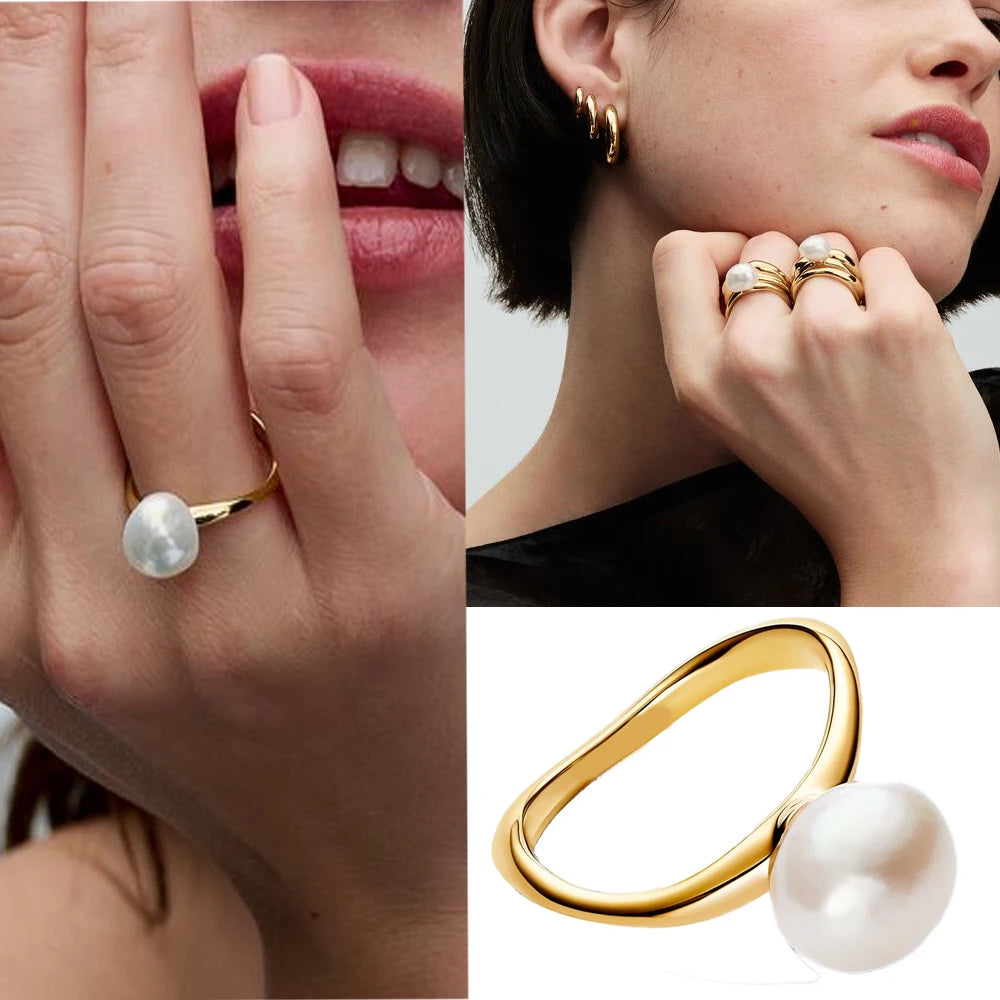 925 Silver Pearl & Zircon Ring – Couple’s Jewelry Gift"