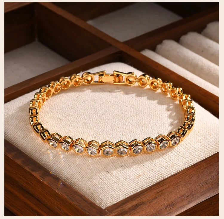 18K Gold Plated CZ Tennis Bracelet