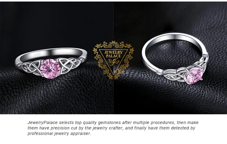 Celtic Knot Pink Sapphire Silver Ring