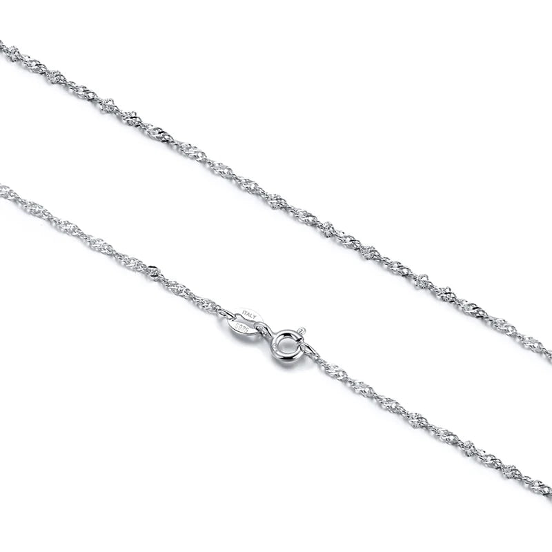 : 925 Silver Twisted Wave Chain Necklace