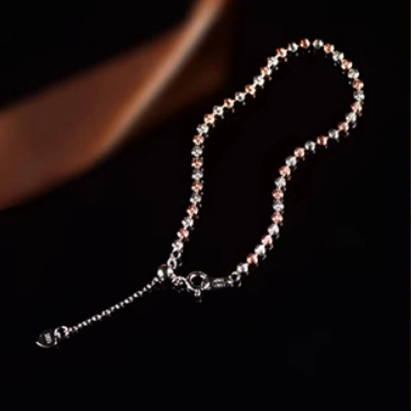 "925 Silver 2.5mm Diamond-Cut Bead Chain Bracelet – Made in Italy