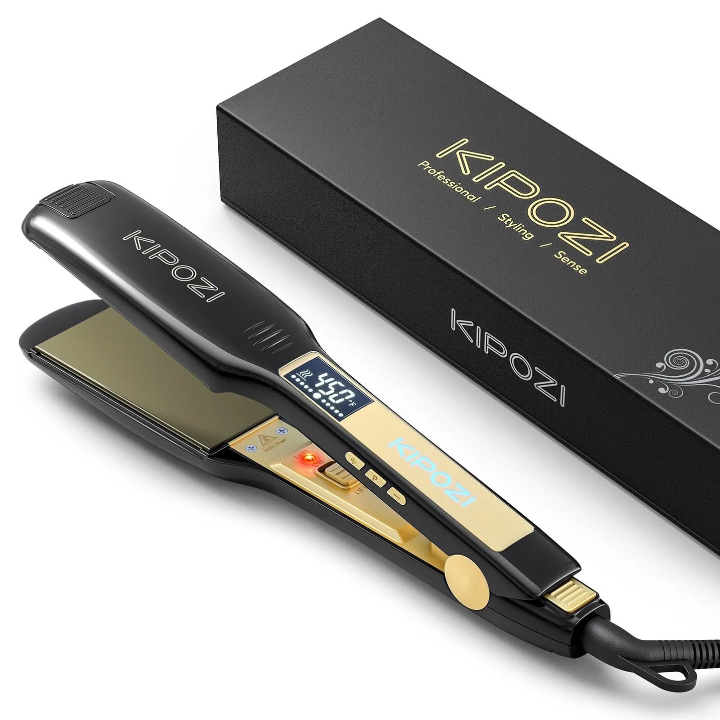 KIPOZI Professional Titanium Flat Iron – LCD Hair Straightener