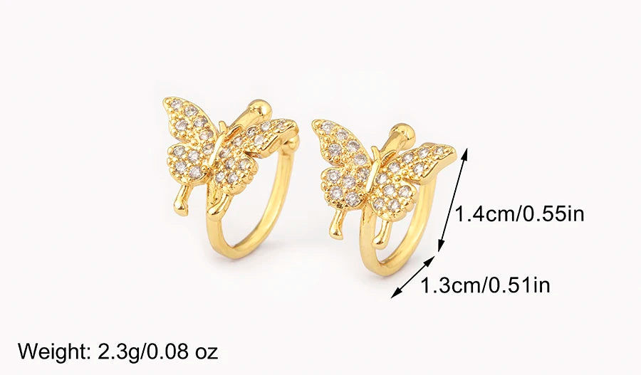"Zircon Butterfly/Star Clip Earrings – Women’s Ear Cuff Jewelry