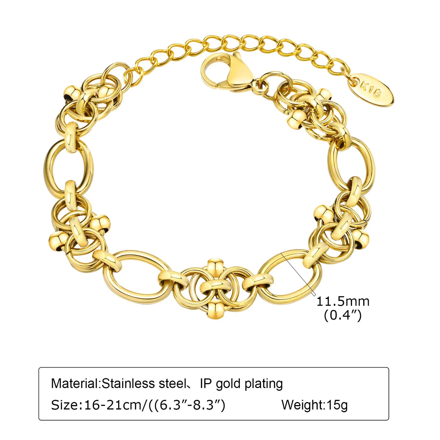 Gold-Plated Chunky Link Bracelet – Waterproof
