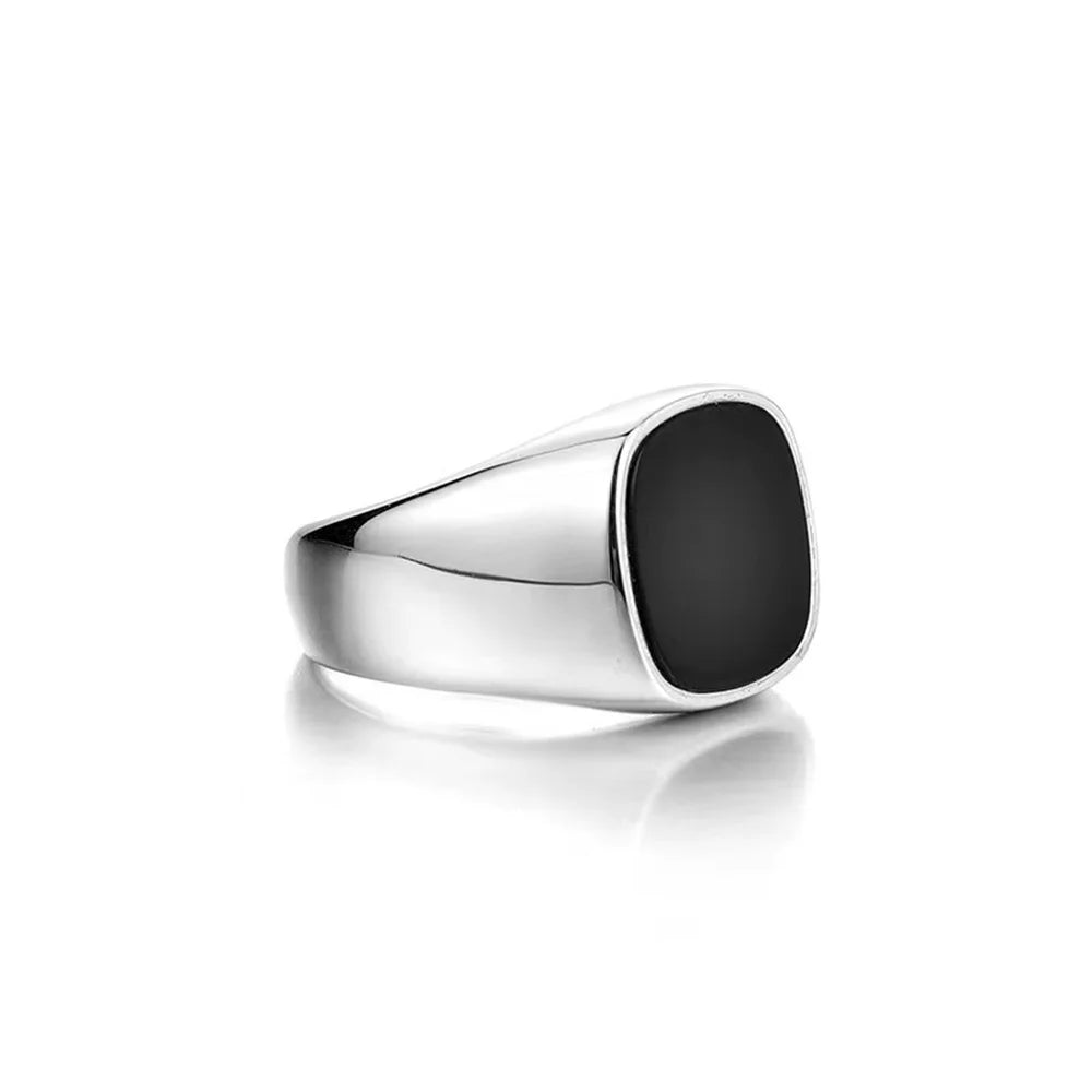 Black Glaze Square Ring for Men