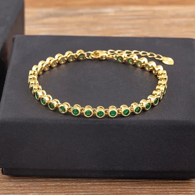 Nidin 6 Colors Shiny Crystal Bracelet For Women Rhinestone Zircon Charm Wrist Adjustable Bangles Girls Exquisite Jewelry Gift