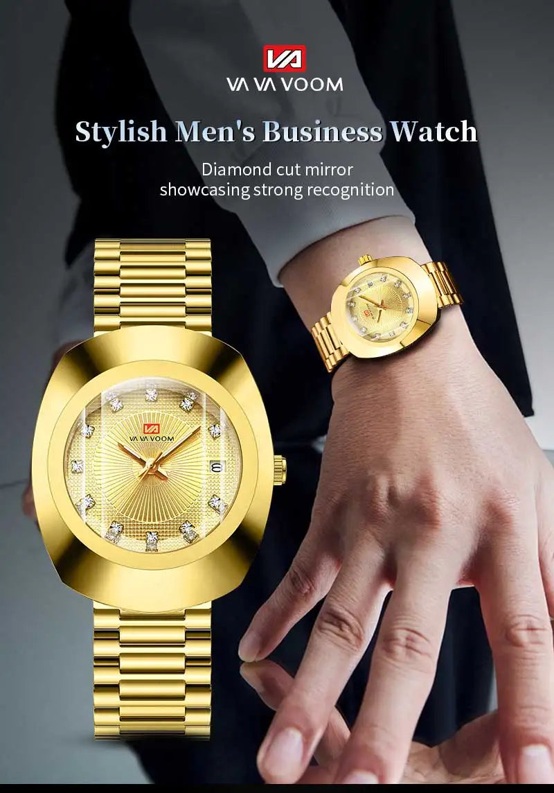 Elegant Gold Mesh Men’s Watch