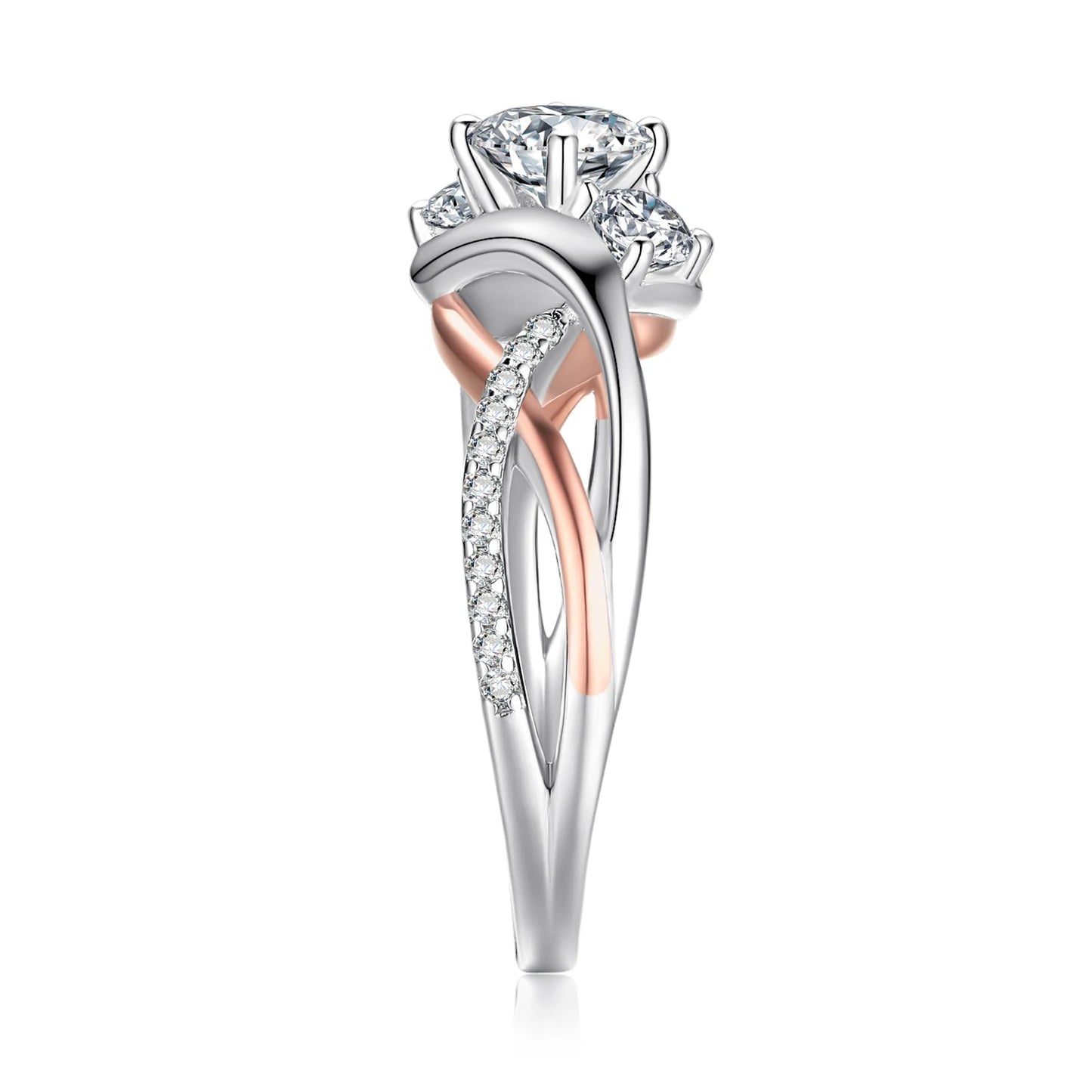 JewelryPalace 925 Sterling Silver 3-Stone Engagement Ring