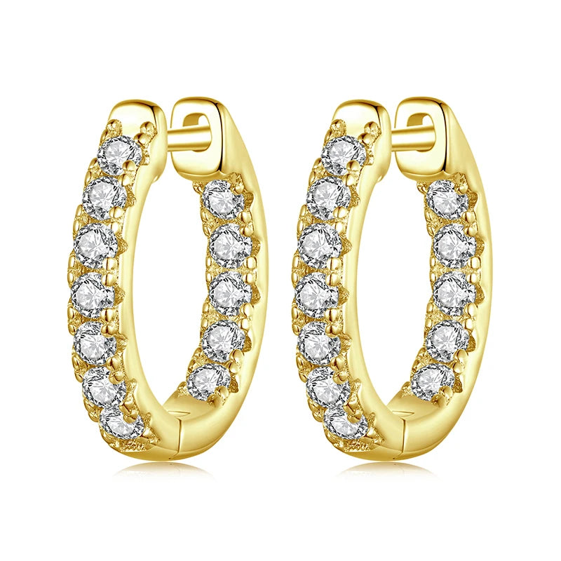 “925 Silver Gold Moissanite Hoop Earrings